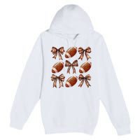 Coquette Bow American Football Thanksgiving Autumn Fall Yall Premium Pullover Hoodie