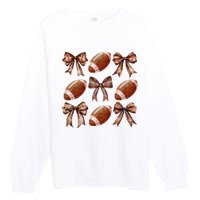 Coquette Bow American Football Thanksgiving Autumn Fall Yall Premium Crewneck Sweatshirt