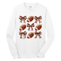 Coquette Bow American Football Thanksgiving Autumn Fall Yall Tall Long Sleeve T-Shirt