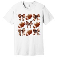 Coquette Bow American Football Thanksgiving Autumn Fall Yall Premium T-Shirt