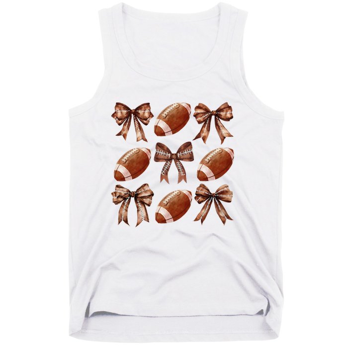 Coquette Bow American Football Thanksgiving Autumn Fall Yall Tank Top