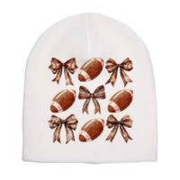 Coquette Bow American Football Thanksgiving Autumn Fall Yall Short Acrylic Beanie