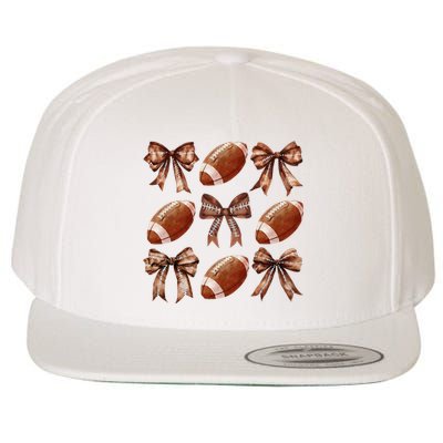 Coquette Bow American Football Thanksgiving Autumn Fall Yall Wool Snapback Cap