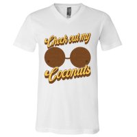 Coconut Bra Adult Check Out My Coconuts Shell Bra V-Neck T-Shirt