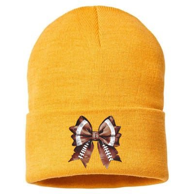 Coquette Bow American Football Thanksgiving Autumn Fall Sustainable Knit Beanie