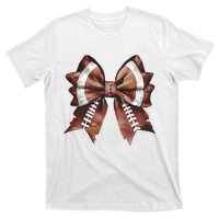 Coquette Bow American Football Thanksgiving Autumn Fall T-Shirt