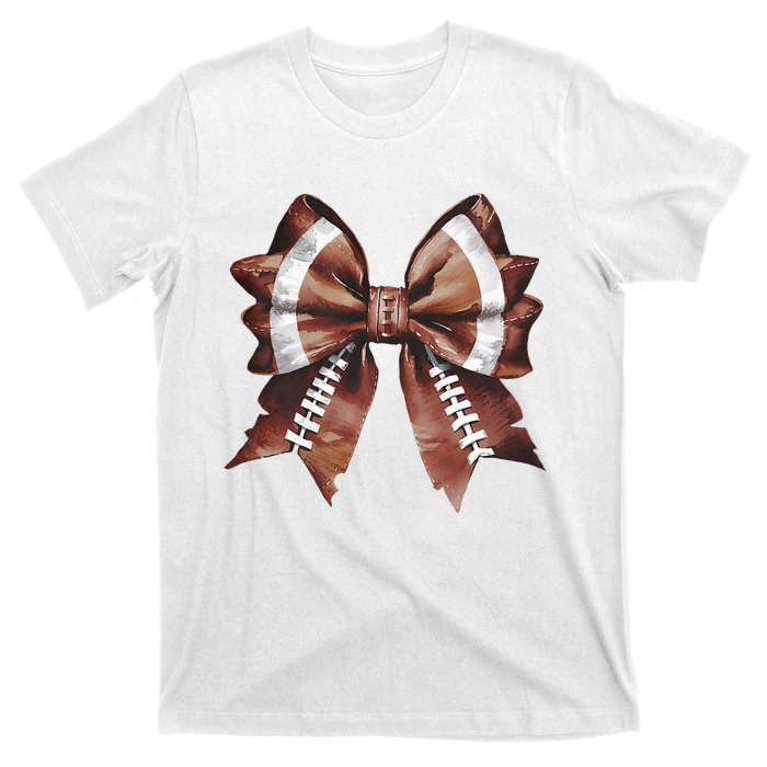 Coquette Bow American Football Thanksgiving Autumn Fall T-Shirt