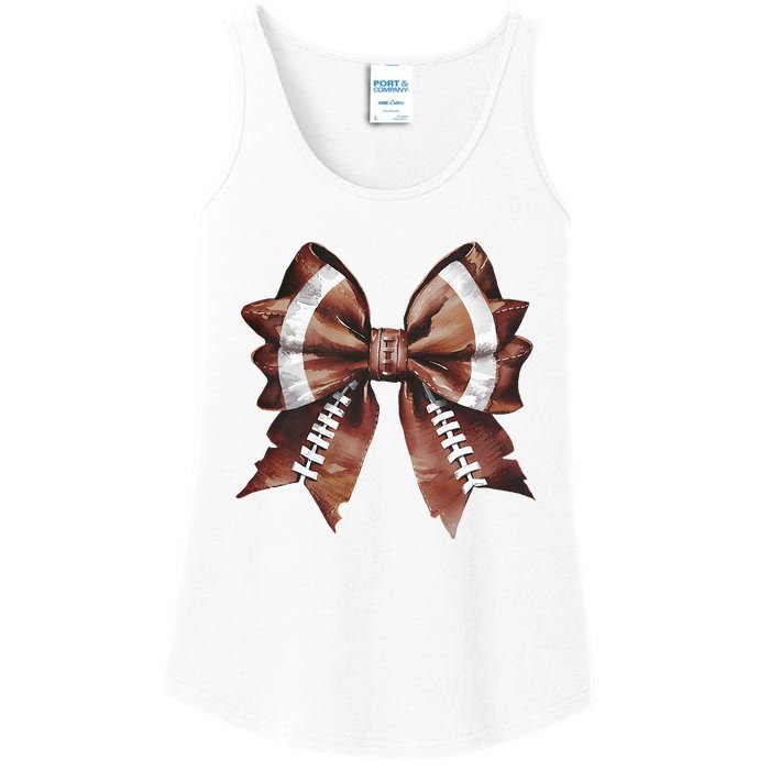 Coquette Bow American Football Thanksgiving Autumn Fall Ladies Essential Tank