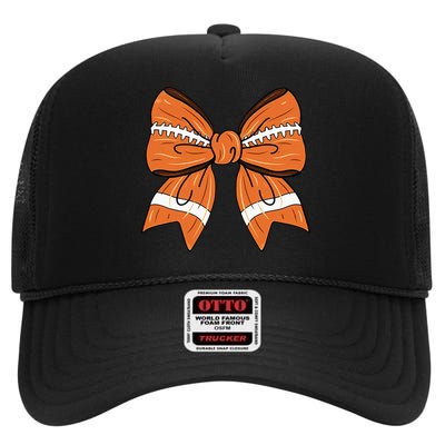 Coquette Bow American Football Thanksgiving High Crown Mesh Back Trucker Hat