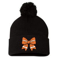 Coquette Bow American Football Thanksgiving Pom Pom 12in Knit Beanie