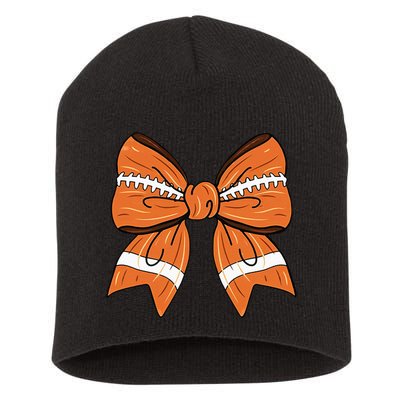 Coquette Bow American Football Thanksgiving Short Acrylic Beanie