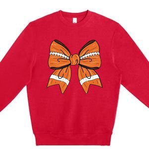 Coquette Bow American Football Thanksgiving Premium Crewneck Sweatshirt