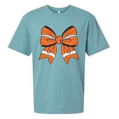 Coquette Bow American Football Thanksgiving Sueded Cloud Jersey T-Shirt