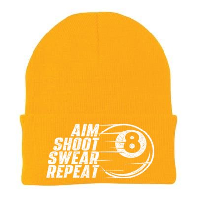 Cool Billiards Aim Shoot Swear Repeat Billiard Lover Pool Sports Game Gift Knit Cap Winter Beanie