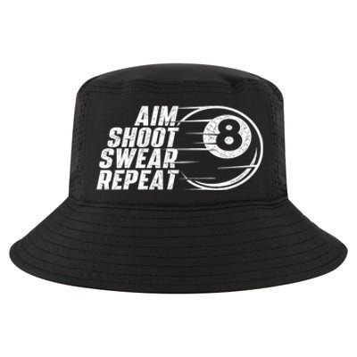 Cool Billiards Aim Shoot Swear Repeat Billiard Lover Pool Sports Game Gift Cool Comfort Performance Bucket Hat