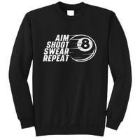 Cool Billiards Aim Shoot Swear Repeat Billiard Lover Pool Sports Game Gift Sweatshirt