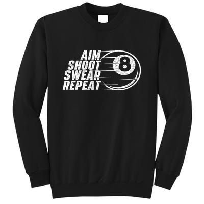 Cool Billiards Aim Shoot Swear Repeat Billiard Lover Pool Sports Game Gift Sweatshirt