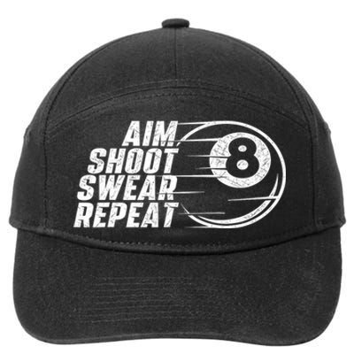 Cool Billiards Aim Shoot Swear Repeat Billiard Lover Pool Sports Game Gift 7-Panel Snapback Hat