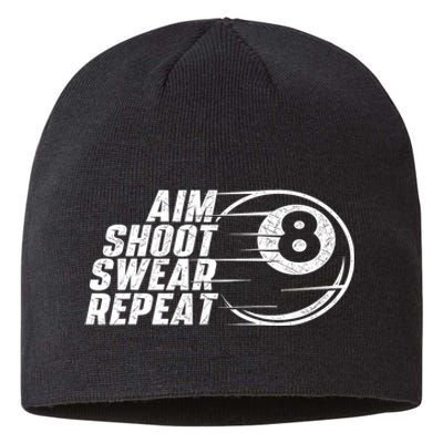 Cool Billiards Aim Shoot Swear Repeat Billiard Lover Pool Sports Game Gift Sustainable Beanie