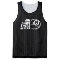 Cool Billiards Aim Shoot Swear Repeat Billiard Lover Pool Sports Game Gift Mesh Reversible Basketball Jersey Tank