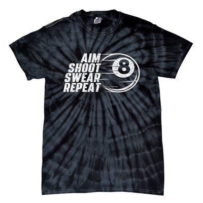 Cool Billiards Aim Shoot Swear Repeat Billiard Lover Pool Sports Game Gift Tie-Dye T-Shirt