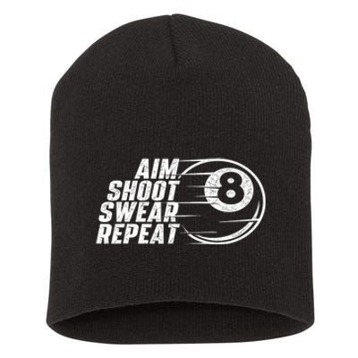 Cool Billiards Aim Shoot Swear Repeat Billiard Lover Pool Sports Game Gift Short Acrylic Beanie