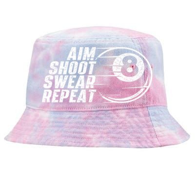 Cool Billiards Aim Shoot Swear Repeat Billiard Lover Pool Sports Game Gift Tie-Dyed Bucket Hat