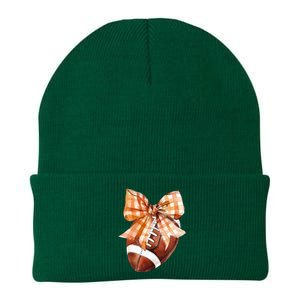 Coquette Bow American Football Autumn Thanksgiving Game Day Knit Cap Winter Beanie