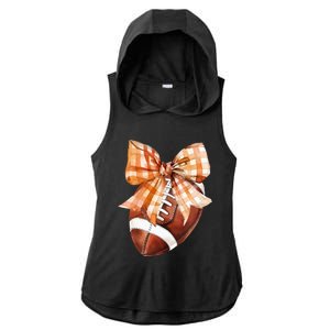 Coquette Bow American Football Autumn Thanksgiving Game Day Ladies PosiCharge Tri-Blend Wicking Draft Hoodie Tank