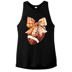 Coquette Bow American Football Autumn Thanksgiving Game Day Ladies PosiCharge Tri-Blend Wicking Tank