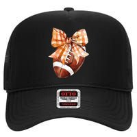 Coquette Bow American Football Autumn Thanksgiving Game Day High Crown Mesh Back Trucker Hat