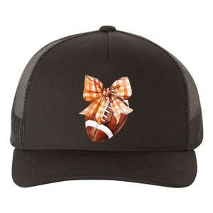 Coquette Bow American Football Autumn Thanksgiving Game Day Yupoong Adult 5-Panel Trucker Hat