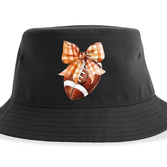 Coquette Bow American Football Autumn Thanksgiving Game Day Sustainable Bucket Hat