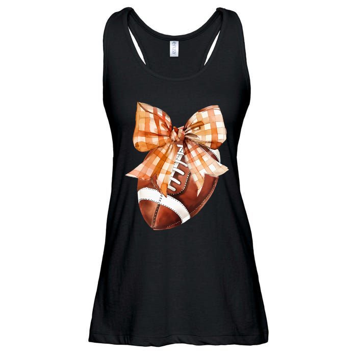 Coquette Bow American Football Autumn Thanksgiving Game Day Ladies Essential Flowy Tank