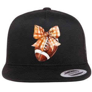 Coquette Bow American Football Autumn Thanksgiving Game Day Flat Bill Trucker Hat