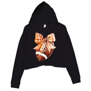 Coquette Bow American Football Autumn Thanksgiving Game Day Crop Fleece Hoodie