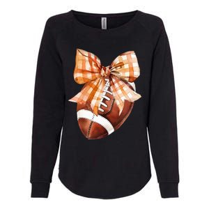 Coquette Bow American Football Autumn Thanksgiving Game Day Womens California Wash Sweatshirt