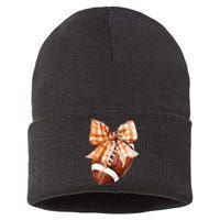 Coquette Bow American Football Autumn Thanksgiving Game Day Sustainable Knit Beanie