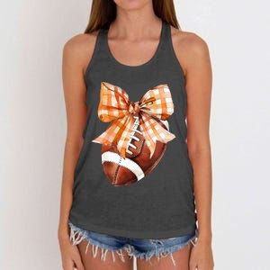 Coquette Bow American Football Autumn Thanksgiving Game Day Women's Knotted Racerback Tank