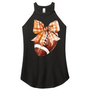 Coquette Bow American Football Autumn Thanksgiving Game Day Women's Perfect Tri Rocker Tank