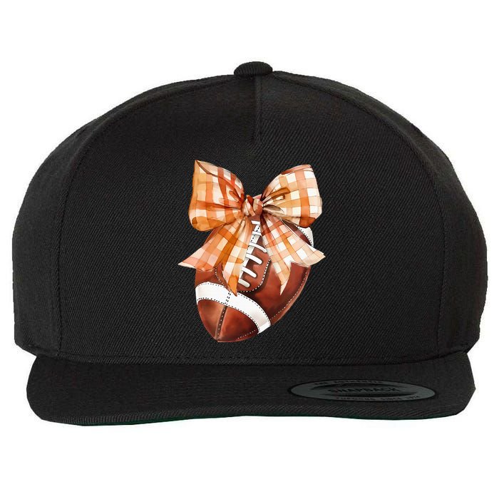 Coquette Bow American Football Autumn Thanksgiving Game Day Wool Snapback Cap