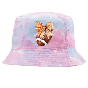 Coquette Bow American Football Autumn Thanksgiving Game Day Tie-Dyed Bucket Hat