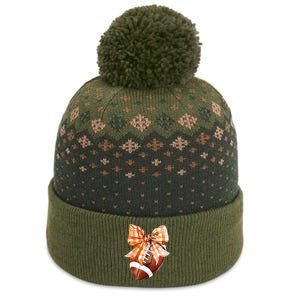 Coquette Bow American Football Autumn Thanksgiving Game Day The Baniff Cuffed Pom Beanie