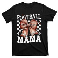 Coquette Bow American Football Mama Thanksgiving Autumn Fall T-Shirt