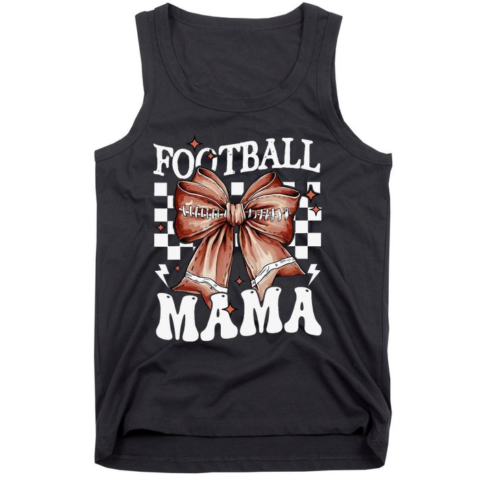 Coquette Bow American Football Mama Thanksgiving Autumn Fall Tank Top