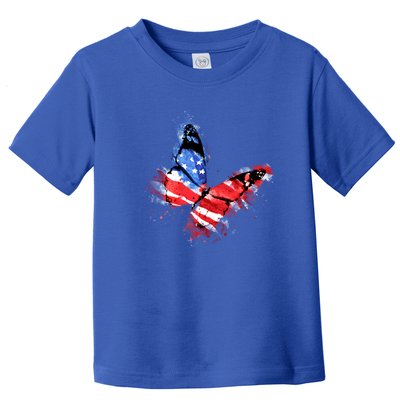 Cute Butterfly American Flag 4th Of July Gift Toddler T-Shirt