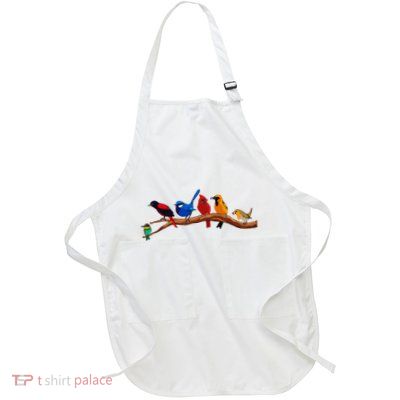 Cute Bird Art Nerd Birdwatcher Bird Watching Full-Length Apron With Pockets