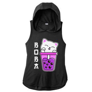 Cat Boba Anime Bubble Tea Neko Kawaii Teen Ladies PosiCharge Tri-Blend Wicking Draft Hoodie Tank