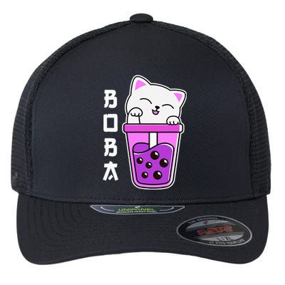 Cat Boba Anime Bubble Tea Neko Kawaii Teen Flexfit Unipanel Trucker Cap