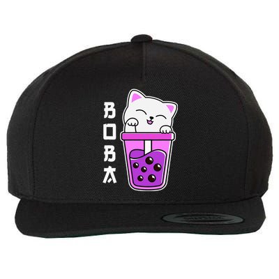 Cat Boba Anime Bubble Tea Neko Kawaii Teen Wool Snapback Cap